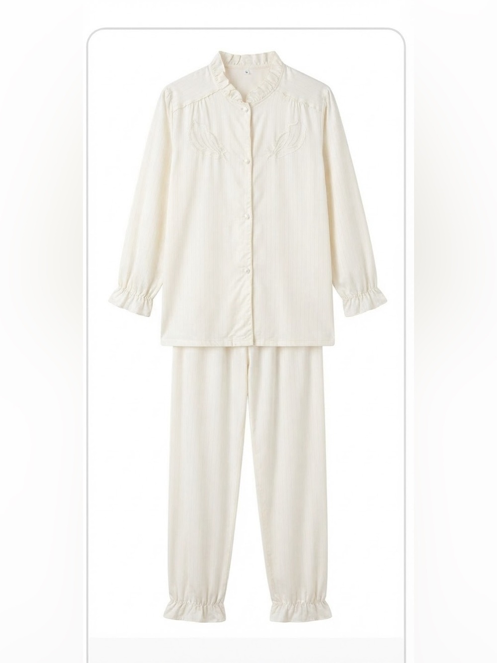 Vintage 70s Bloomer Pajama Set SMALL Ivory